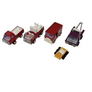 Buddy L Lot of 5 Vintage Toy Vehicles, Fire, Emergency, Ambulance, Tow, and Car